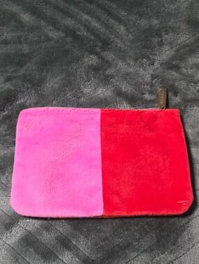 Pink , Orange and Red Plush Zip Pouch - Women's Bag